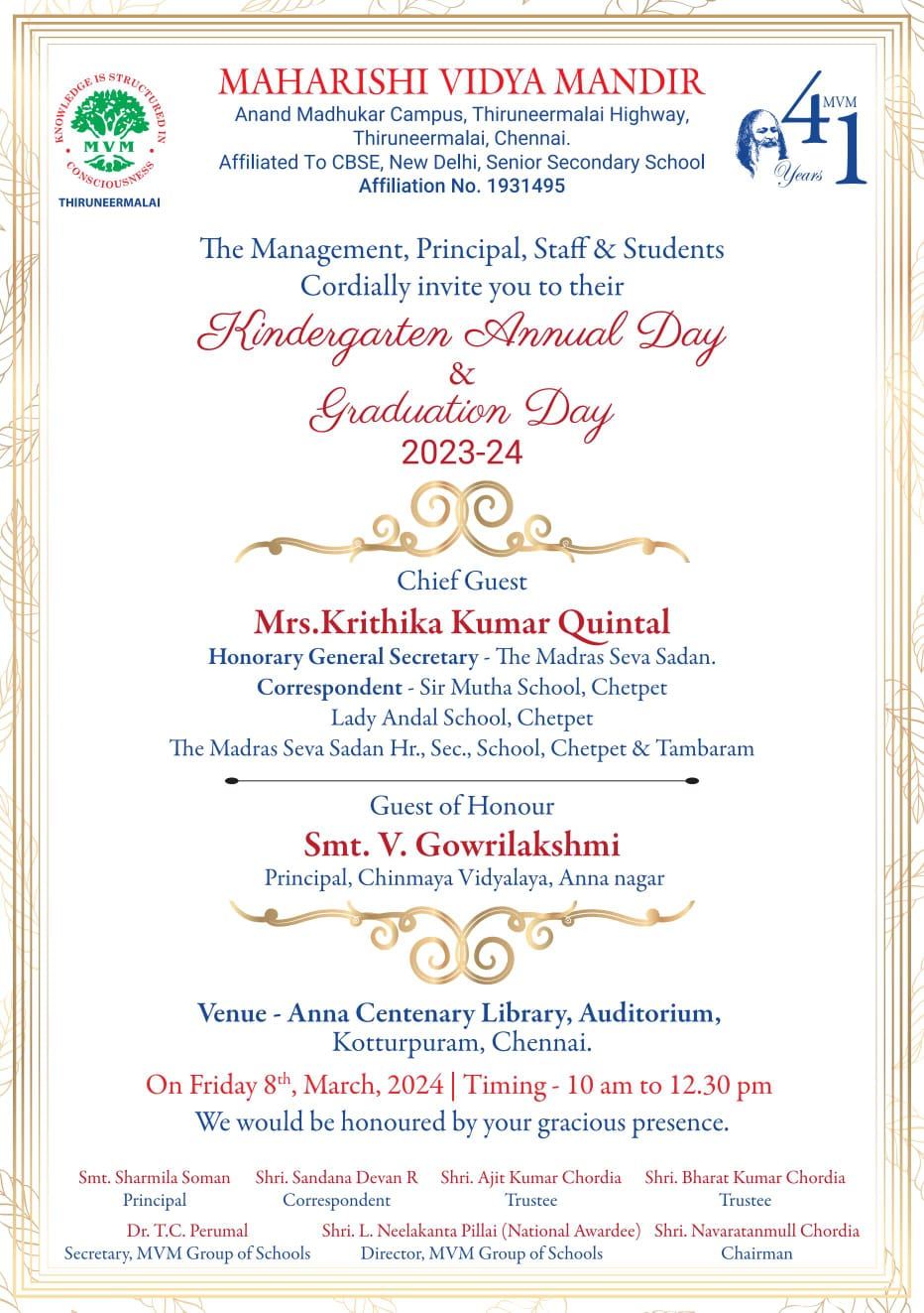 Maharishi Vidya Mandir, Thiruneermalai - Annual Day 2023-24