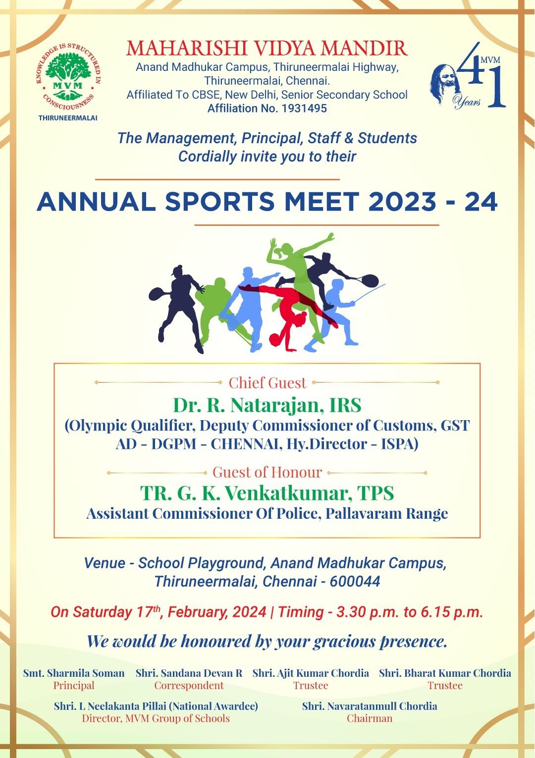 Maharishi Vidya Mandir, Thiruneermalai - Sports Day 2023-24