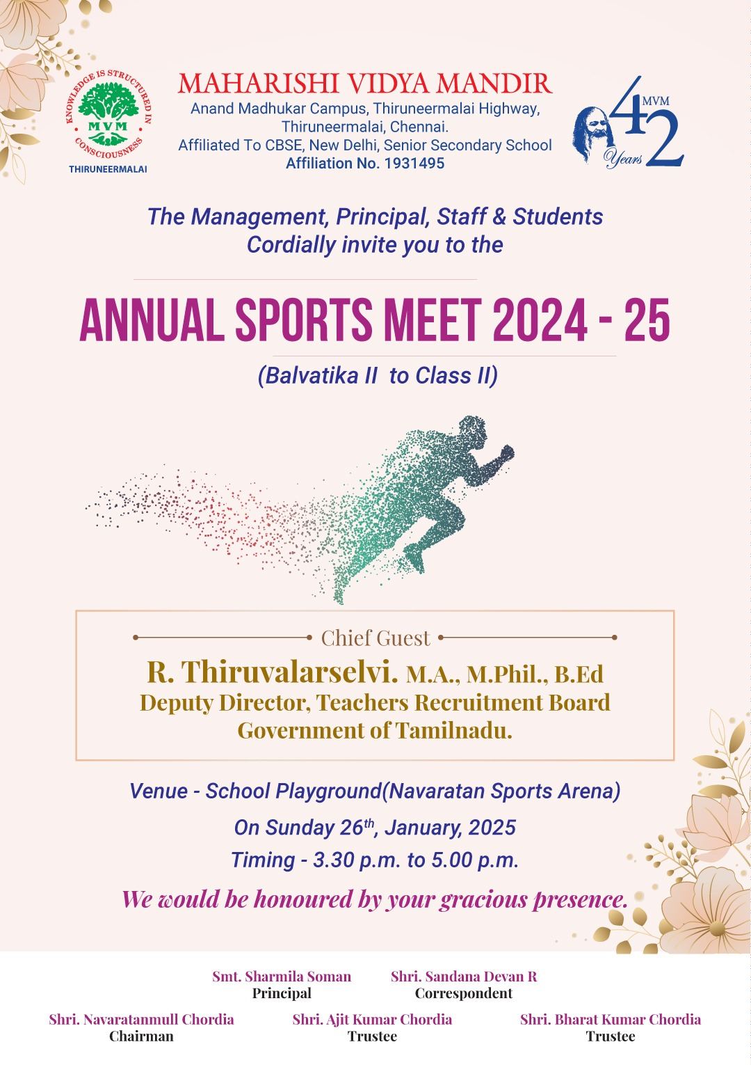 Maharishi Vidya Mandir, Thiruneermalai - Sports Meet 2024-25