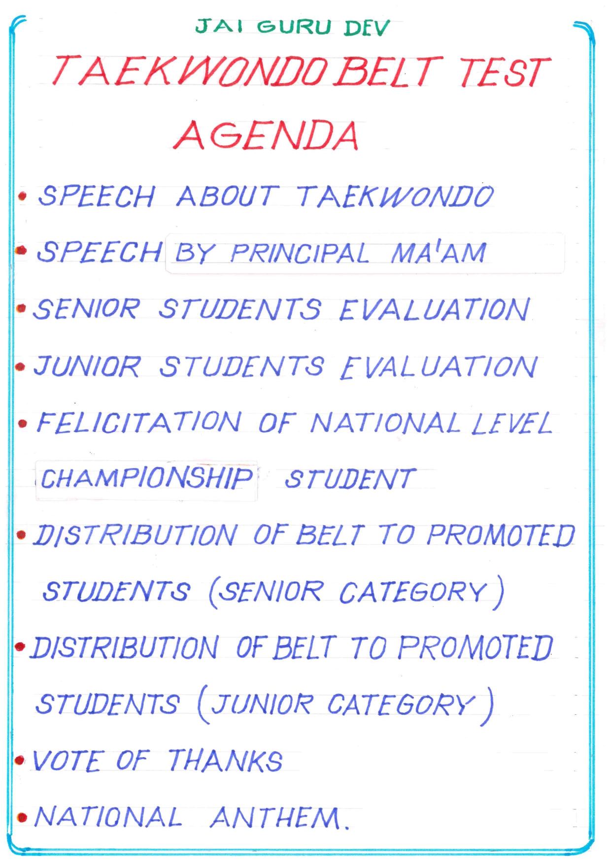 Maharishi Vidya Mandir, Thiruneermalai - Taekwondo Belt Test 2024-25