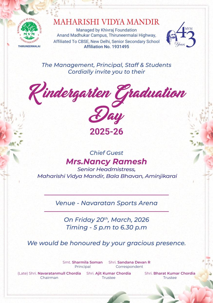 Maharishi Vidya Mandir, Thiruneermalai - Graduation Day 2025-26